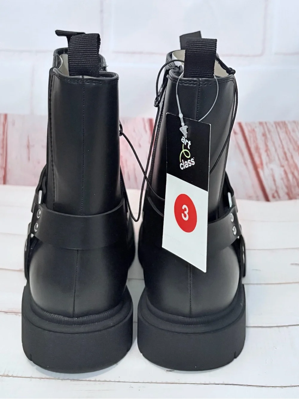 Art Class Crosby Boots Harness Moto Lug Sole  Size 3 NIB